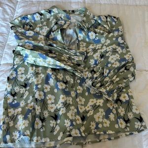 Green button down blouse